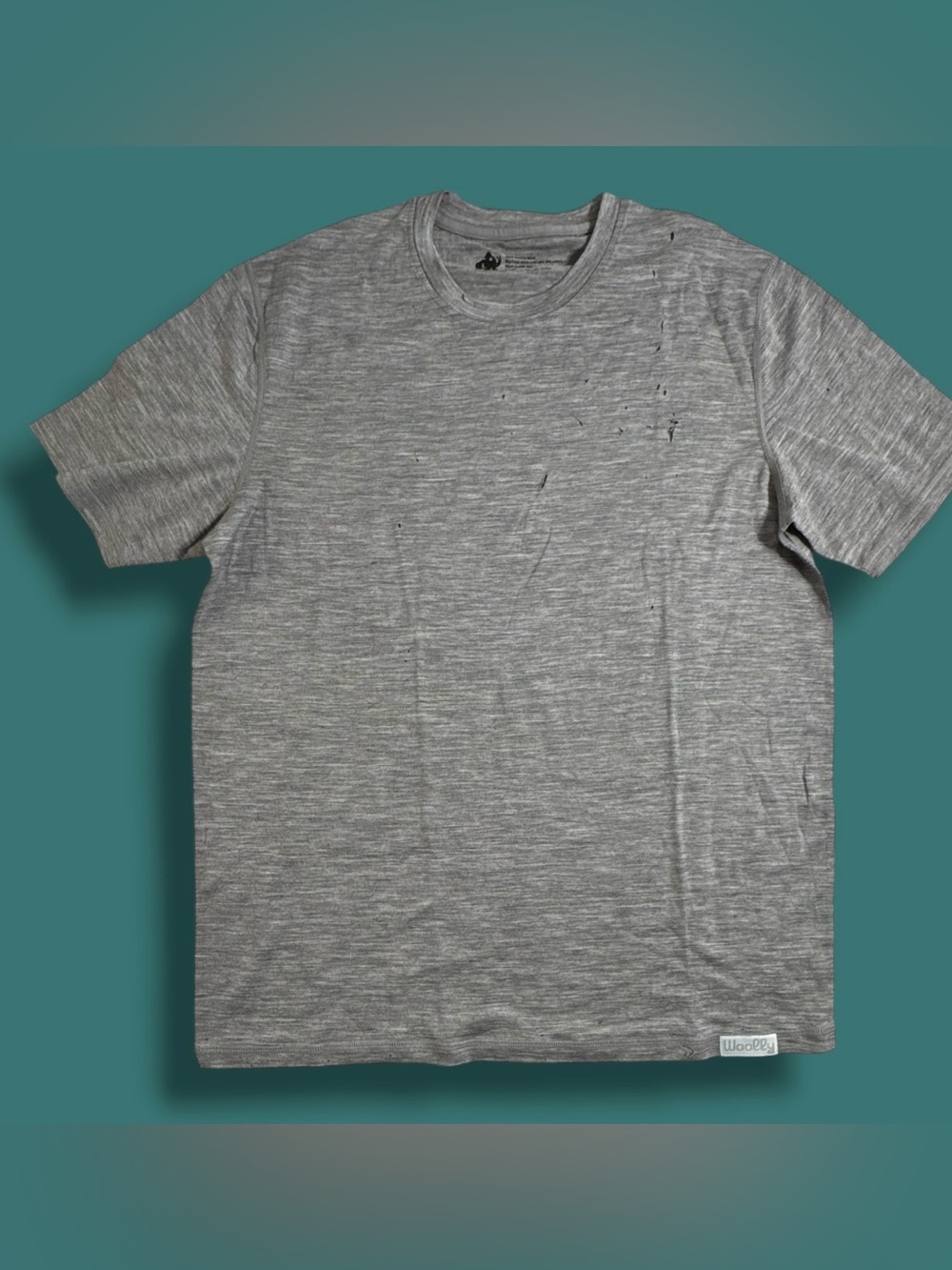 Woolly Clothing 100% Merino Wool Short Sleeve Shirt Gray Men Large